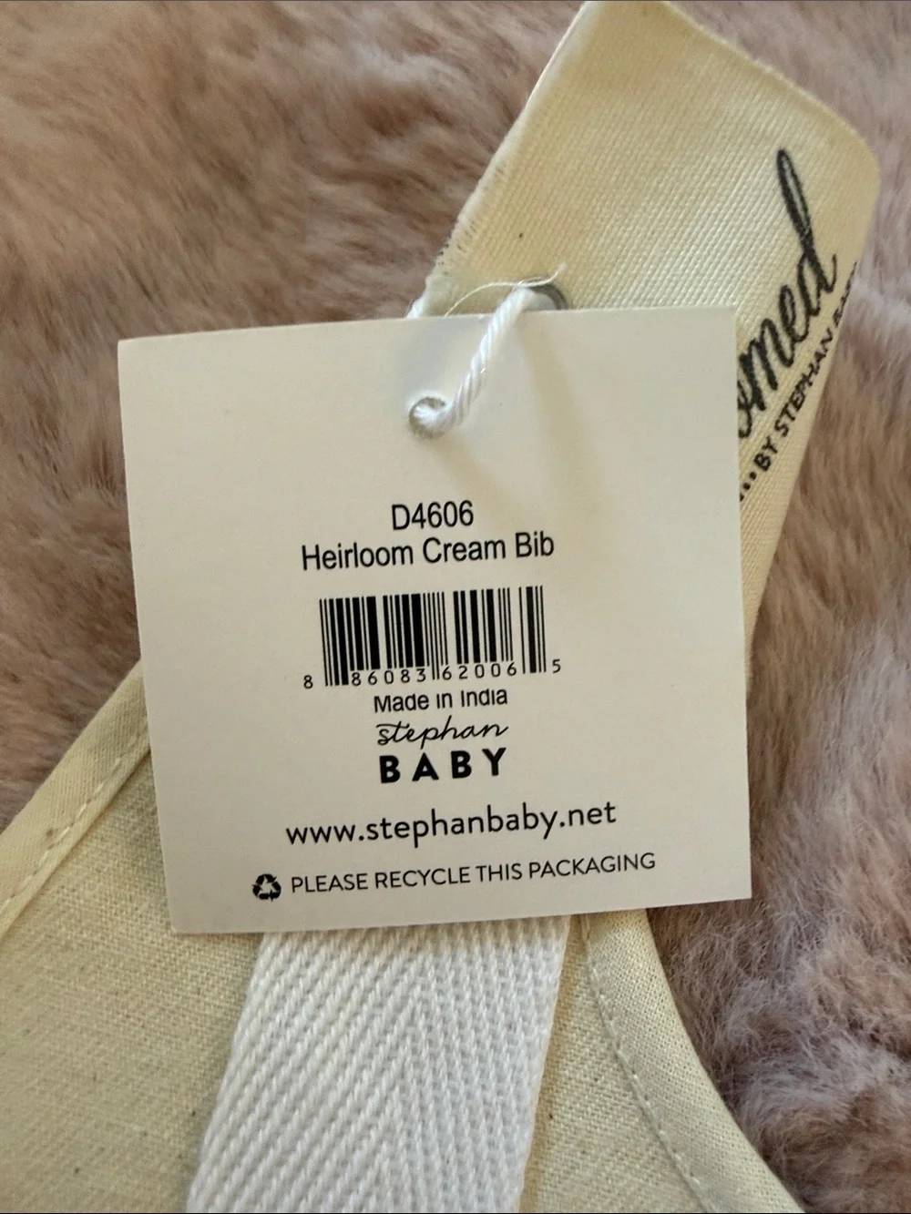 Heirloom Baby Cream Cotton Bib - Soft Tie-Neck